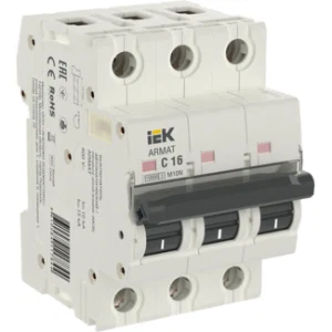 IEK ARMAT Автоматический выключатель M10N 3P C 16А - AR-M10N-3-C016 IEK ARMAT Автоматический выключатель M10N 3P C 16А - AR-M10N-3-C016