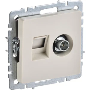 IEK BRITE Розетка двойная TV+RJ45 кат.5E РТВ/РК12-БрКр бежевый - BR-AK20-1-K10 IEK BRITE Розетка двойная TV+RJ45 кат.5E РТВ/РК12-БрКр бежевый - BR-AK20-1-K10