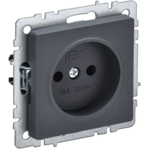 IEK BRITE Розетка 1-местная без заземления без защитных шторок 10А РС10-1-0-БрГ графит - BR-R10-10-K53 IEK BRITE Розетка 1-местная без заземления без защитных шторок 10А РС10-1-0-БрГ графит - BR-R10-10-K53