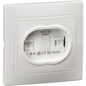IEK KVARTA Розетка 2-местная компьютерная РК12-КБ белый - KV-K20-K01 IEK KVARTA Розетка 2-местная компьютерная РК12-КБ белый - KV-K20-K01
