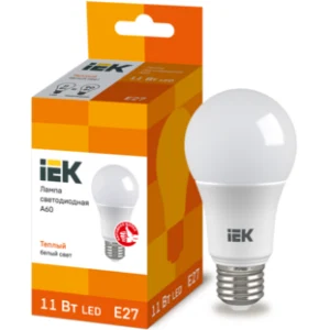 IEK Лампа светодиодная A60 шар 11Вт 230В 3000К E27 - LLE-A60-11-230-30-E27 IEK Лампа светодиодная A60 шар 11Вт 230В 3000К E27 - LLE-A60-11-230-30-E27
