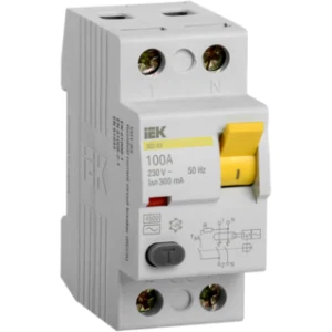 IEK Выключатель дифференциальный (УЗО) ВД1-63 2Р100А 300мА - MDV10-2-100-300 IEK Выключатель дифференциальный (УЗО) ВД1-63 2Р100А 300мА - MDV10-2-100-300