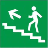 IEK Самоклеящаяся этикетка 150х150мм "Направление к эвакуационному выходу (по лестнице налево вверх)"